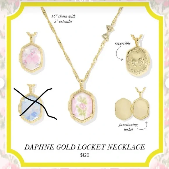 Kendra Scott x LoveShackFancy Daphne Gold Locket Necklace‎ - Picture 3 of 16